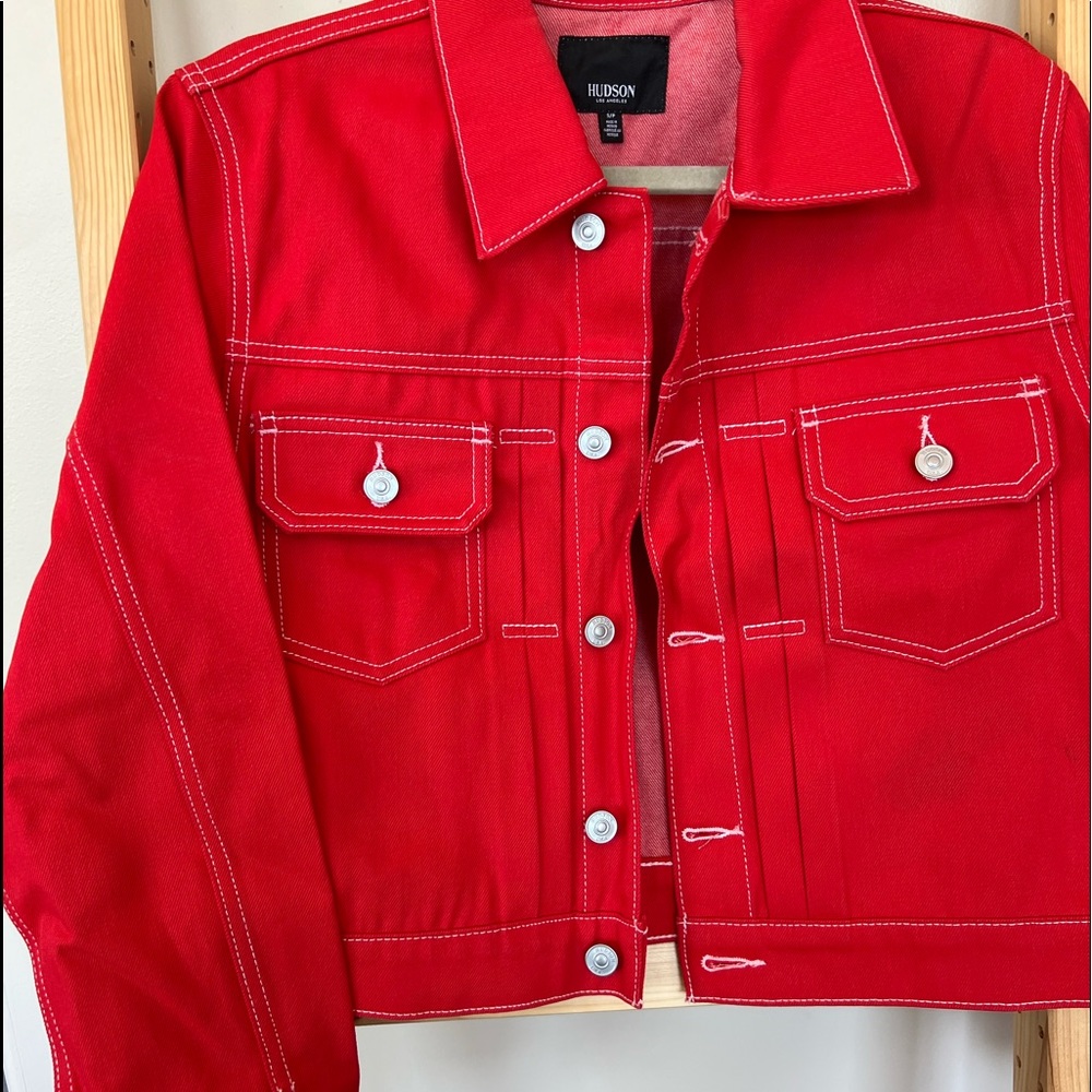 Hudson red jean jacket, size small